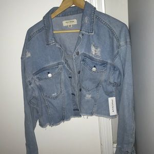 Brand new PACSUN Frayed Hem Cropped Jean Jacket!